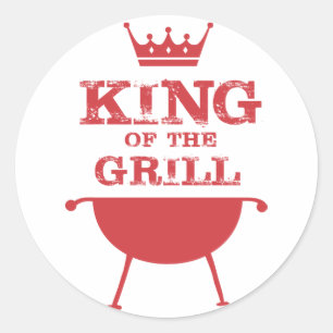 König Des Grills, Rot Runder Aufkleber
