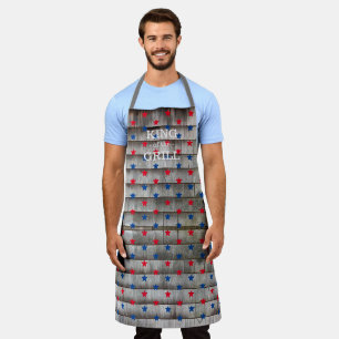 König des Grills rote blaue Sterne patriotisch rus Schürze