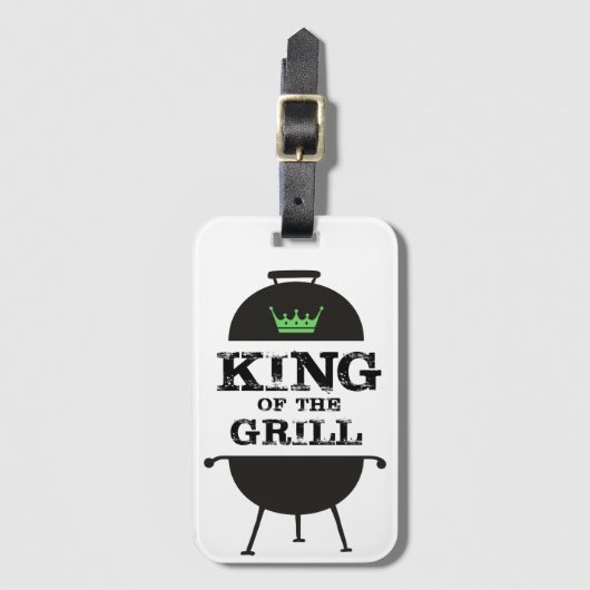 König des Grills, schwarz-grüne Krone Gepäckanhänger (Vorderseite Vertikal)