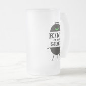 König des Grills, schwarz-grüne Krone Mattglas Bierglas (VorderseiteRechts)