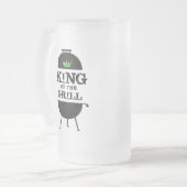 König des Grills, schwarz-grüne Krone Mattglas Bierglas (Vorderseite Links)