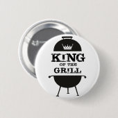 König Des Grills, Schwarz Weiße Krone Button (Vorne & Hinten)