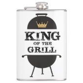 König des Grills, schwarze Goldkrone Flachmann (Vorderseite)