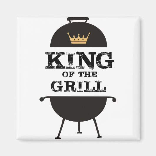 König des Grills, schwarze Goldkrone Magnet (Vorne)