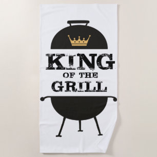 König des Grills, schwarze Goldkrone Strandtuch