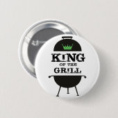 König des Grills, schwarze grüne Krone Button (Vorne & Hinten)