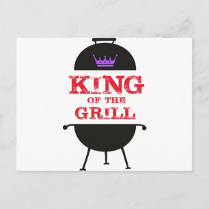 König des Grills, schwarze violette Krone rot Postkarte