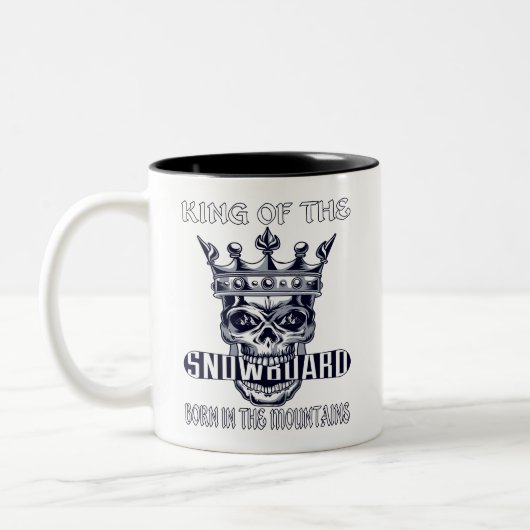 König des in den Bergen Geborenen Snowboards Zweifarbige Tasse (Links)