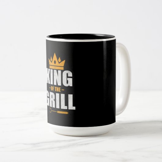 König des Koch vom Grill | Grillen & Grillen Liebe Zweifarbige Tasse (VorderseiteRechts)