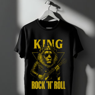 König des Rock N Roll Löwe mit Krone und Gitarre T-Shirt