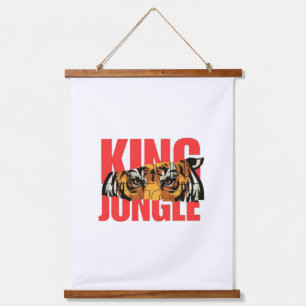 König Dschungel – Wildes Tiger-Power-Design Wandteppich Mit Holzrahmen