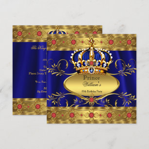 König Fürst Royal Blau Regent Rot Krone Geburtstag Einladung