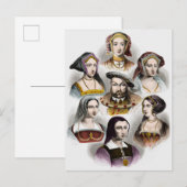 König Heinrich VIII. von England | Seine sechs Ehe Postkarte (Vorne/Hinten)