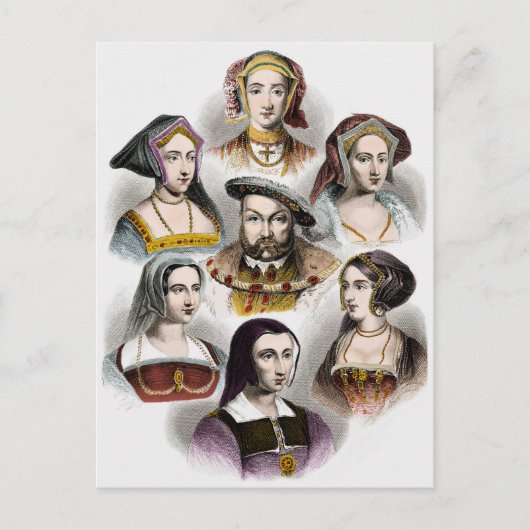 König Heinrich VIII. von England | Seine sechs Ehe Postkarte (Vorderseite)