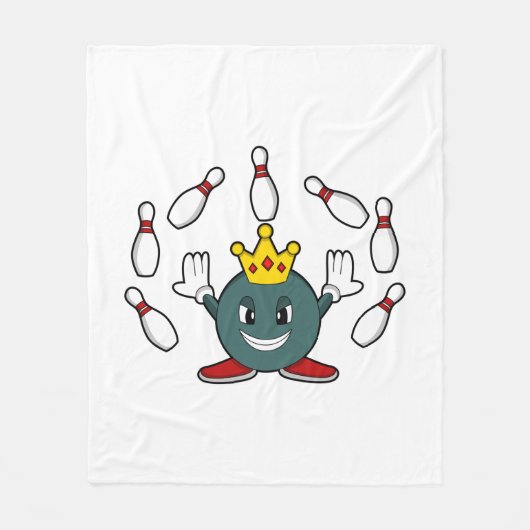 König im Bowling mit Bowling Button Fleecedecke (Vorderseite)