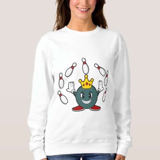 König im Bowling mit Bowling Button Sweatshirt (Vorderseite)
