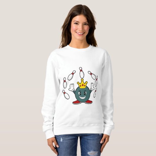 König im Bowling mit Bowling Button Sweatshirt (Vorne ganz)