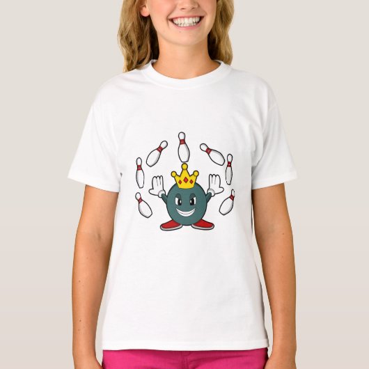 König im Bowling mit Bowling Button T-Shirt (Vorderseite)