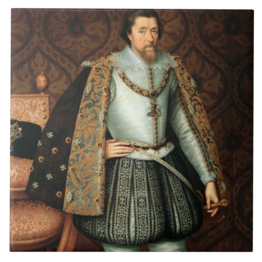 König James I von England (1566-1625) (Öl auf Fliese (Vorderseite)