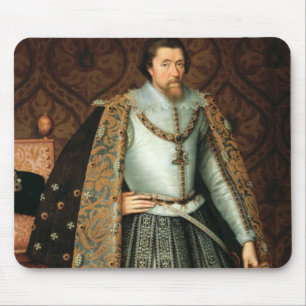 König James I von England (1566-1625) (Öl auf Mousepad