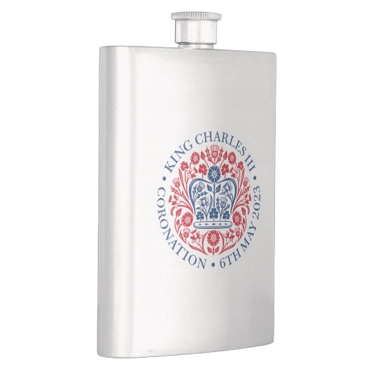 König Karl III. Krönungsemblem, königlicher Souven Flachmann (Rechts)