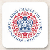 König Karl III. Krönungsemblem, königlicher Souven Getränkeuntersetzer (Vorderseite)