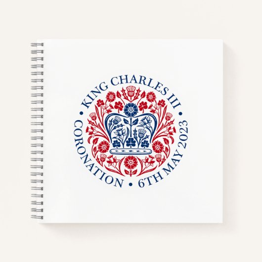König Karl III. Krönungsemblem, königlicher Souven Notizblock (Vorderseite)