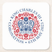 König Karl III. Krönungsemblem, königlicher Souven Rechteckiger Pappuntersetzer (Vorderseite)