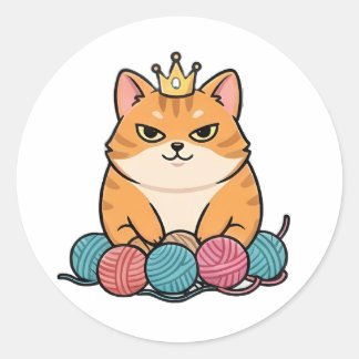 König Katze Runder Aufkleber