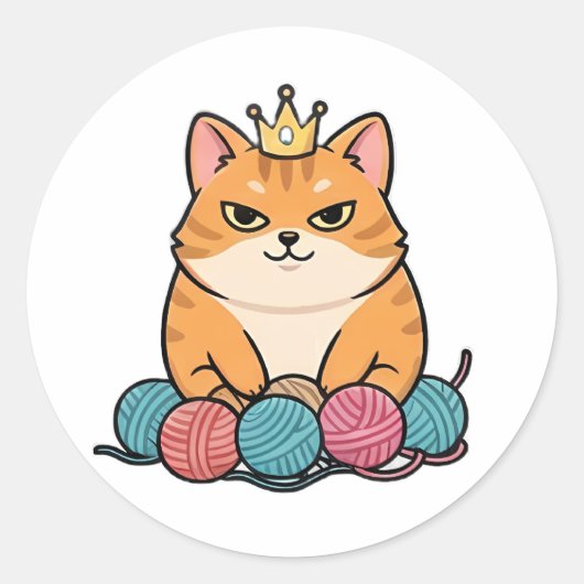 König Katze Runder Aufkleber (Vorderseite)
