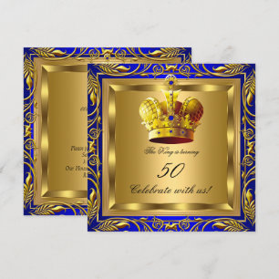 König Königin Royal Blau Gold Elite Geburtstagsfei Einladung