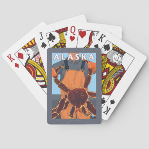 König Krabbe und Fischer-Vintages Reise-Plakat Spielkarten