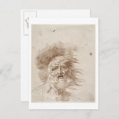 König Lear im Sturm (Stift und Bisterfarbe auf Pap Postkarte (Vorne/Hinten)
