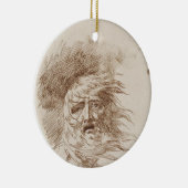 König Lear im Sturm (Stift- und Bistretinte auf Keramikornament (Rechts)