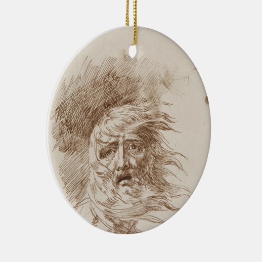 König Lear im Sturm (Stift- und Bistretinte auf Keramikornament (Rechts)