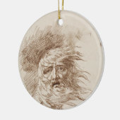 König Lear im Sturm (Stift- und Bistretinte auf Keramikornament (Links)