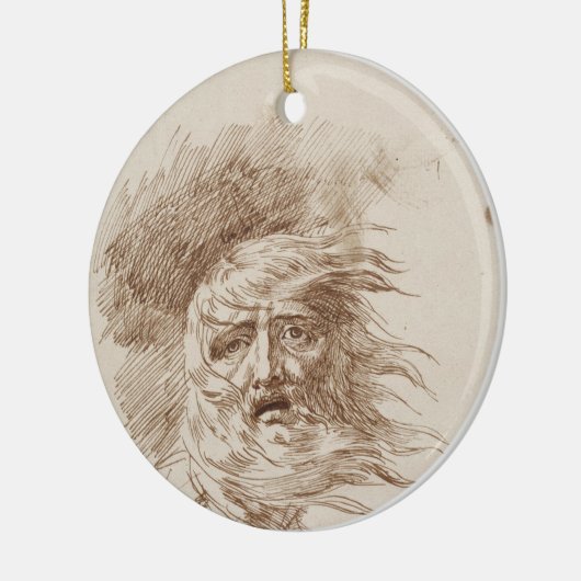 König Lear im Sturm (Stift- und Bistretinte auf Keramikornament (Links)