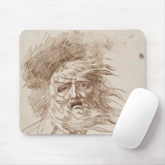 König Lear im Sturm (Stift- und Bistretinte auf Mousepad (Mit Mouse)