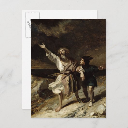 König Lear und der Narr im Sturm Postkarte (Vorne/Hinten)