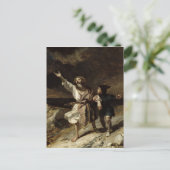 König Lear und der Narr im Sturm Postkarte (Stehend Vorderseite)