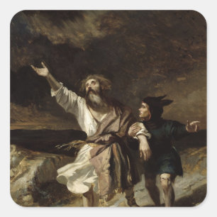 König Lear und der Narr im Sturm Quadratischer Aufkleber