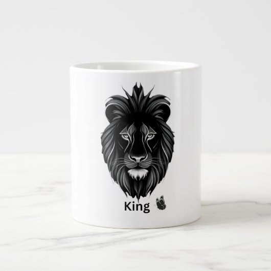 König Löwe Schwarze Kunst Kaffeetasse Jumbo-Tasse (Vorderseite)