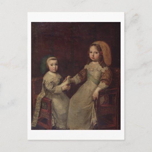 König Ludwig XIV (1638-1715) als Kind mit Philipp Postkarte (Vorderseite)