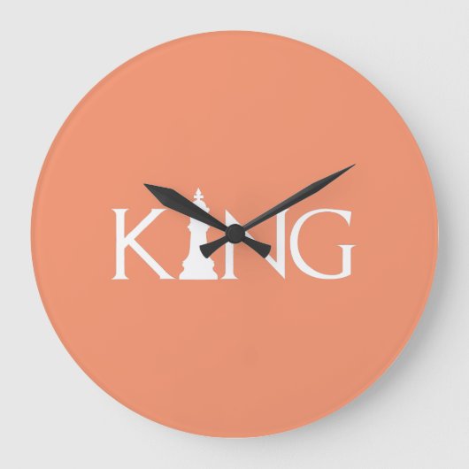 König mit Schachstück Große Wanduhr (Vorderseite)