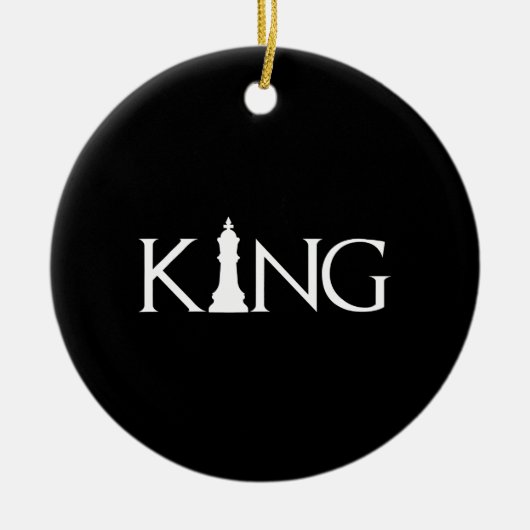 König mit Schachstück Keramik Ornament (Vorne)