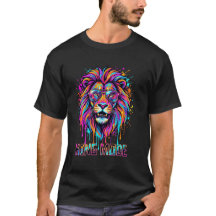 König Mode Löwen Shirt, Farbige Neon Löwen Grafik