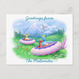 König Monty und Prinz Marvin auf ihren Hoversleys Postkarte