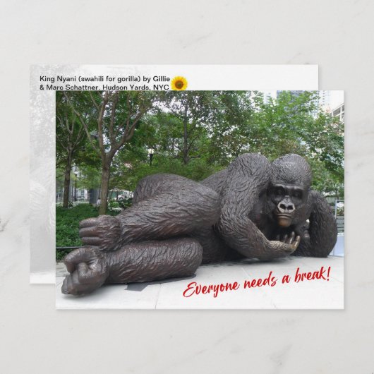 König Nyani macht eine Pause. NYC - H Postkarte (Vorne/Hinten)