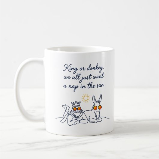 König oder Eselchen sonnen sich Kaffeetasse (Links)
