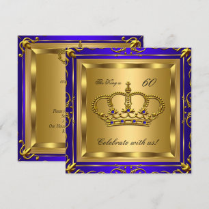 König oder Königin Royal Blau Gold Geburtstagsfeie Einladung